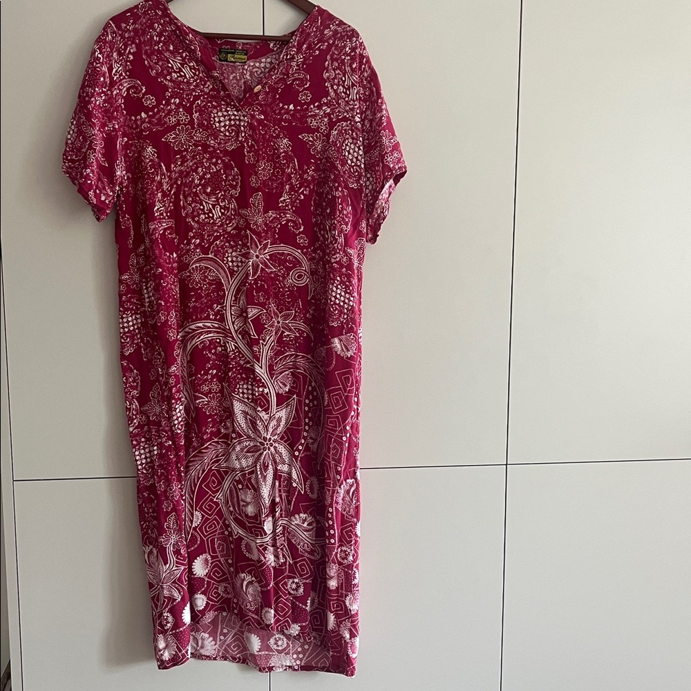 Red Floral Short Sleeve Dress